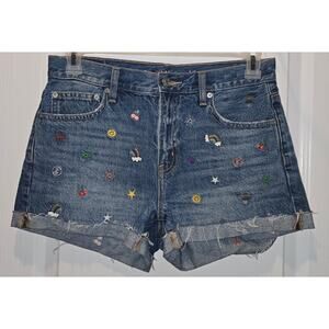 American Eagle Embroidered denim shorts sz 4